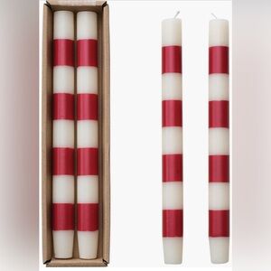 NWT Creative Co-Op Red and White Striped Taper Candles